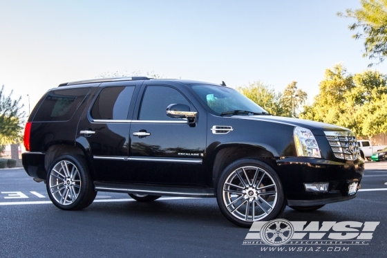 2007 Cadillac Escalade with 24" Koko Kuture Massa-7 in Silver (Black Anodized face) wheels