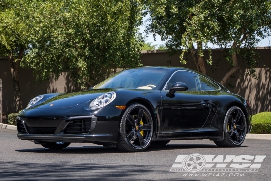 2017 Porsche 911 with 20" Powder Coating Porsche 911 in Gloss Black wheels
