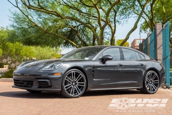2018 Porsche Panamera with 22" Koko Kuture Massa-7 in Machined Black wheels