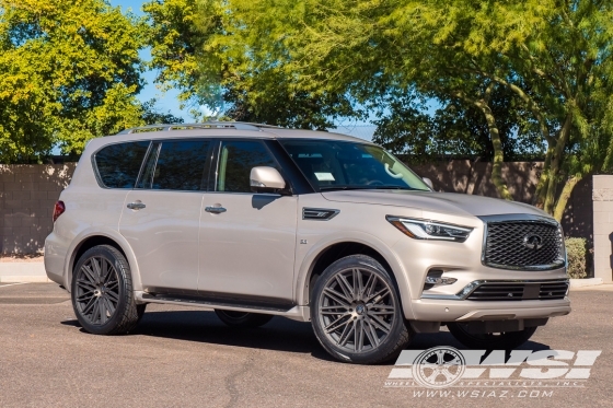 2019 Infiniti QX80 with 24" Black Rhino Zulu in Black Machined (Dark Tint) wheels