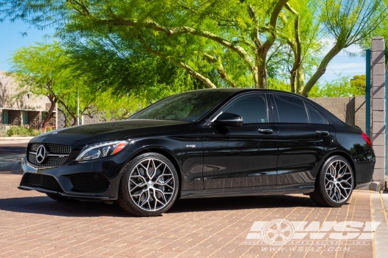 2017 Mercedes-Benz C-Class with 19" Vossen HF-2 in Brushed Gloss Black wheels