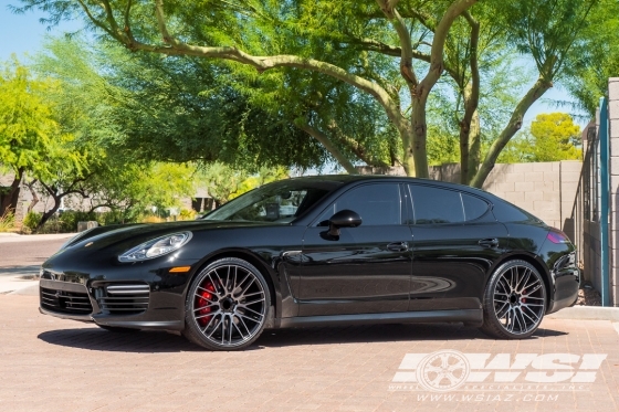 2014 Porsche Panamera with 22" Savini Cast BM-13 in Gloss Black (Dark Tint) wheels