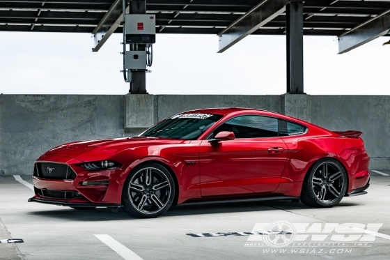 2020 Ford Mustang with 20" Vossen HF-1 in Tinted Gloss Black wheels