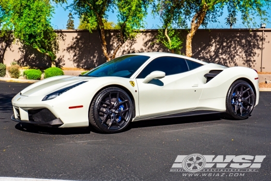 2016 Ferrari 488 with 21" Vossen HF-5 in Satin Black wheels