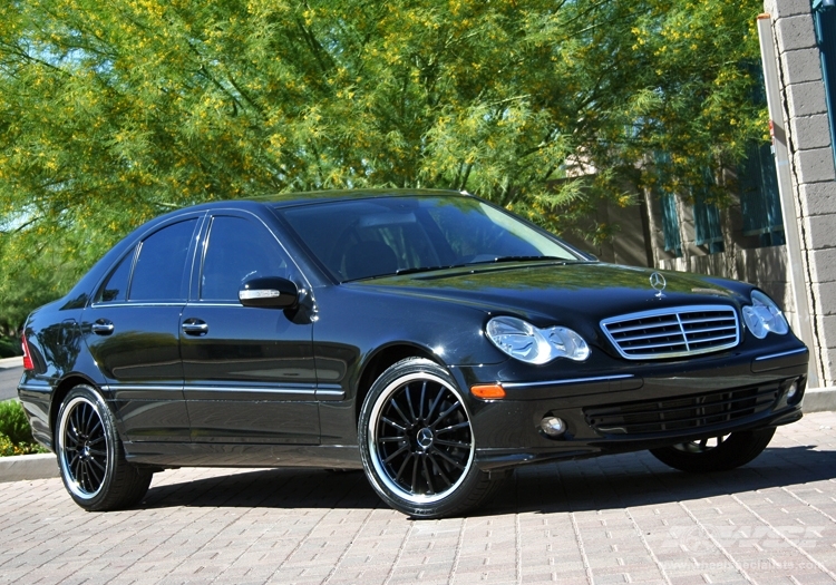 2005 Mercedes-Benz C-Class with 18" Mandrus Millennium in Gloss Black (Mirror Cut Lip) wheels