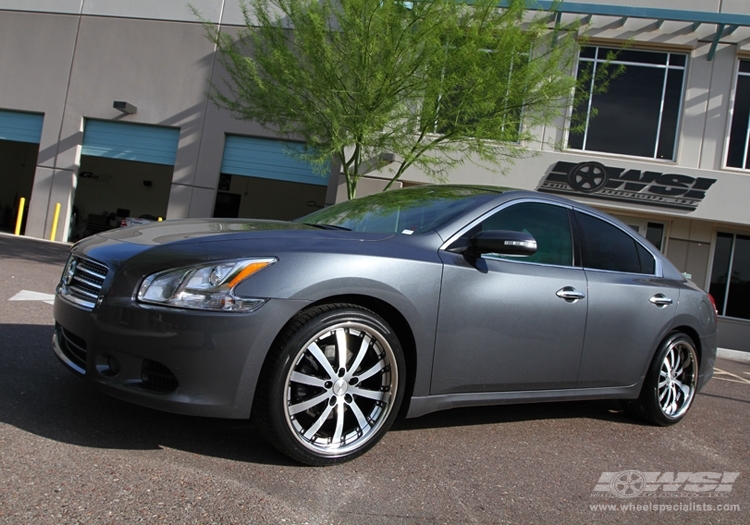 2009 Nissan Maxima with 20" Vossen VVS-083 in Black Machined (Stainless Lip) wheels