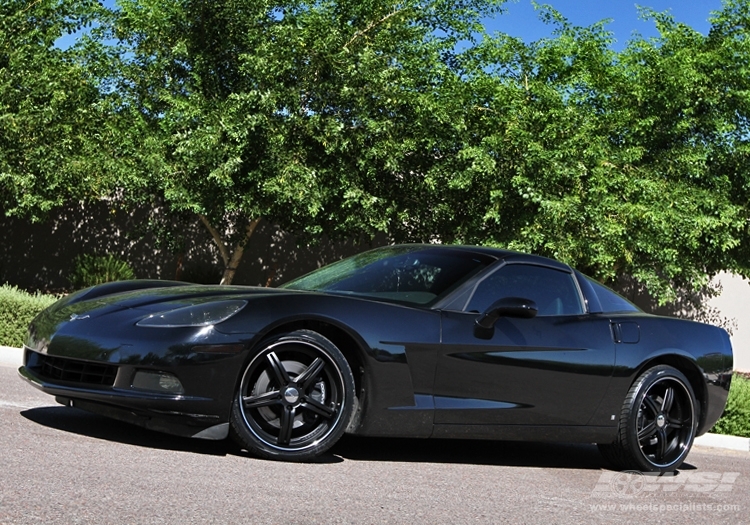 2009 Chevrolet Corvette with 20" Vossen VVS-087 in Matte Black (gloss blk lip / stripe) wheels