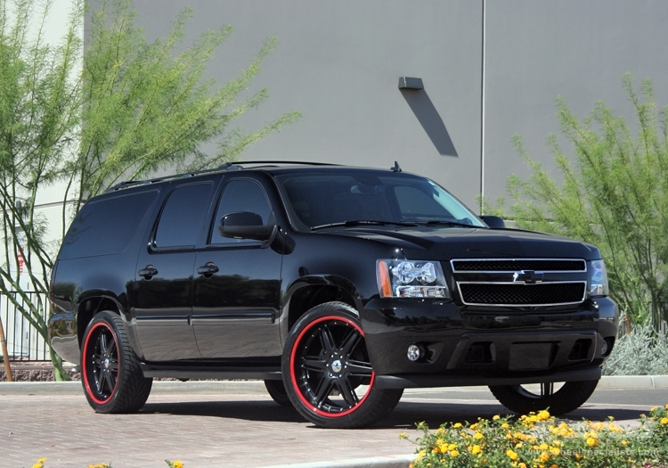 2007 Chevrolet Suburban with 24" Giovanna Closeouts Gianelle Steep-6 in Black (Matte) wheels