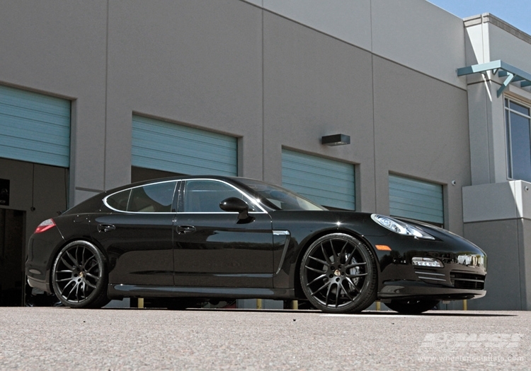 2011 Porsche Panamera with 22" Giovanna Kilis in Matte Black wheels