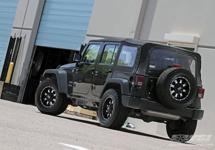 2010 Jeep Wrangler with 18" MKW M83 in Black (Machined) wheels