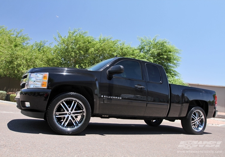 2009 Chevrolet Silverado 1500 with 22" Avenue A607 in Gloss Black Machined (Machined Lip & Groove) wheels