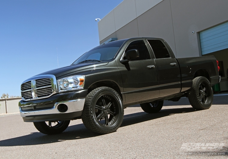 2008 Ram Pickup with 24" Giovanna Closeouts Gianelle Mallorca in Black (Matte) wheels