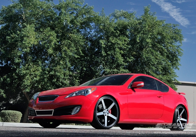 2011 Hyundai Genesis Coupe with 20" Vossen CV3 in Matte Black (Machined) wheels