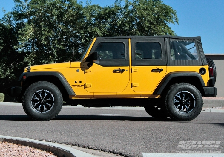 2010 Jeep Wrangler with 17" MKW M85 in Black (Machined) wheels