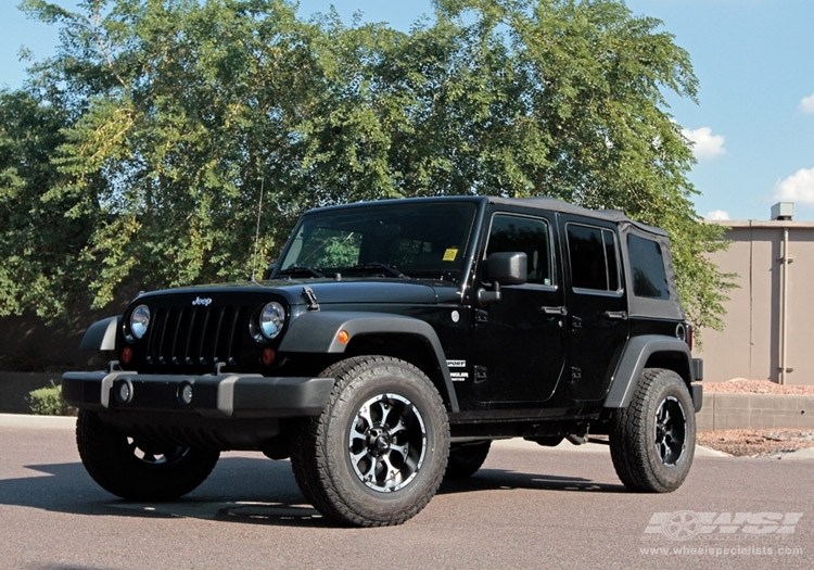 2011 Jeep Wrangler with 17" MKW M85 in Black (Machined) wheels