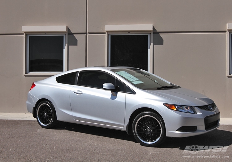 2012 Honda Civic with 18" Enkei Lusso in Black Machined (Luxury Sport) wheels