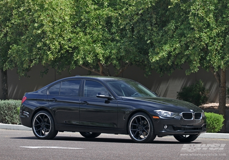 2012 BMW 3-Series with 20" Giovanna Monza in Matte Black (Chrome S/S Lip) wheels