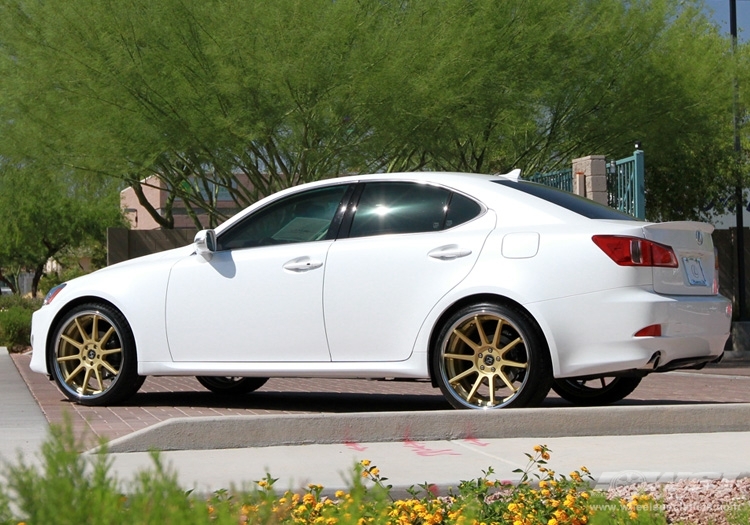 2012 Lexus IS with 20" Koko Kuture Lindos in Gold (Chrome S/S lip) wheels