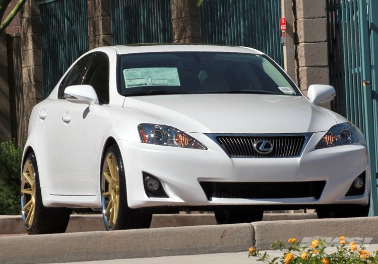 2012 Lexus IS with 20" Koko Kuture Lindos in Gold (Chrome S/S lip) wheels