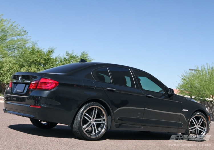 2012 BMW 5-Series with 20" Vossen VVS-085 in Black Machined (Black Lip /  stripe) wheels