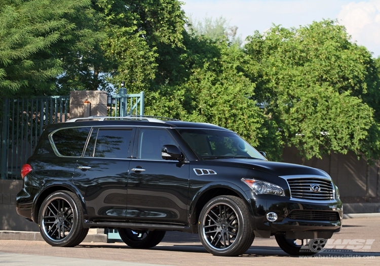 2012 Infiniti QX56 with 24" Gianelle Yerevan in Matte Black (Chrome S/S Lip) wheels