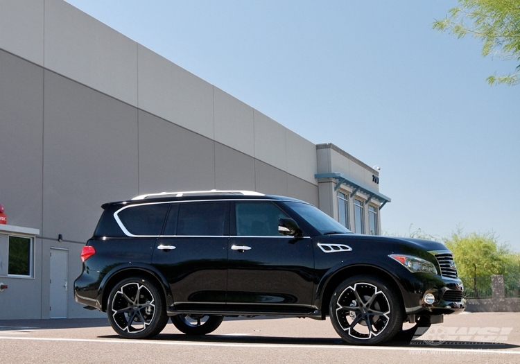 2012 Infiniti QX56 with 24" Giovanna Dalar-6V in Machined Black (Matte) wheels