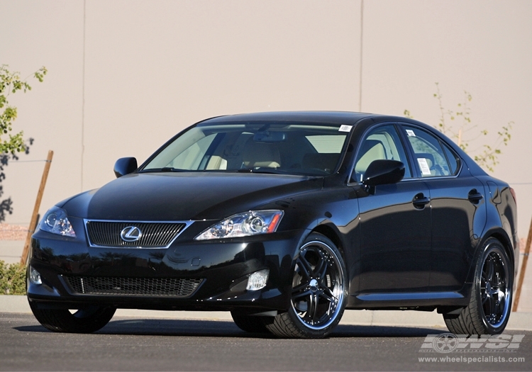 2008 Lexus IS with 19" Vossen VVS-075 in Gloss Black (Stainless Lip) wheels