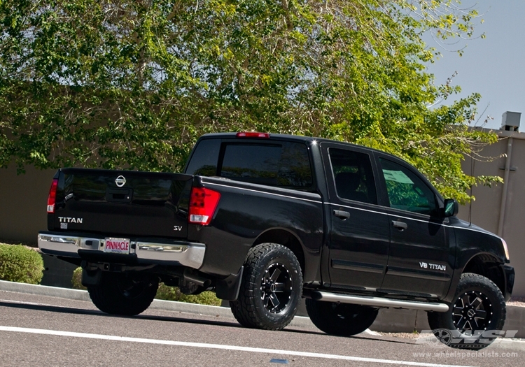 2012 Nissan Titan with 17" Hostile Off Road Moab-5 in Black Milled (Blade Cut) wheels