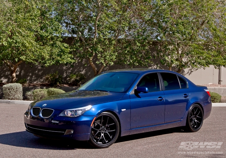 2009 BMW 5-Series with 20" Giovanna Monza in Matte Black (Black Lip) wheels