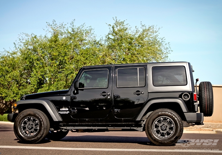 2012 Jeep Wrangler with 17" Black Rhino Rockwell in Matte Black wheels