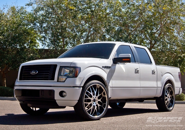 2012 Ford F-150 with 26" Koko Kuture Fann in Machined Black (Mirror Machined Lip) wheels