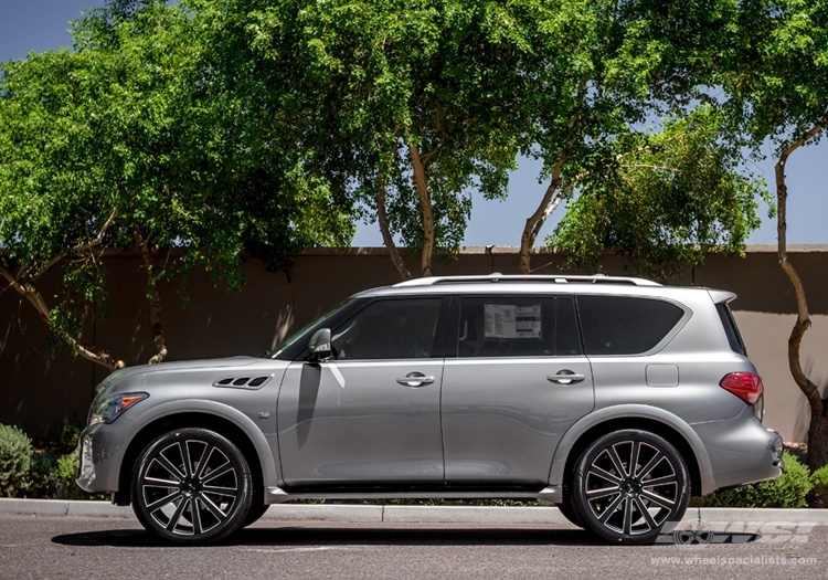 2013 Infiniti QX56 with 24" Gianelle Santoneo in Matte Black (Ball Cut Details) wheels