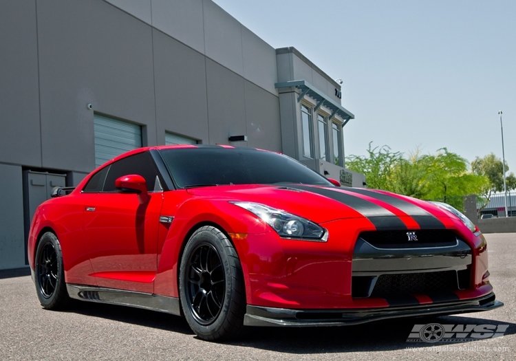 2012 Nissan GTR with 18" Enkei PF01 in Matte Black wheels