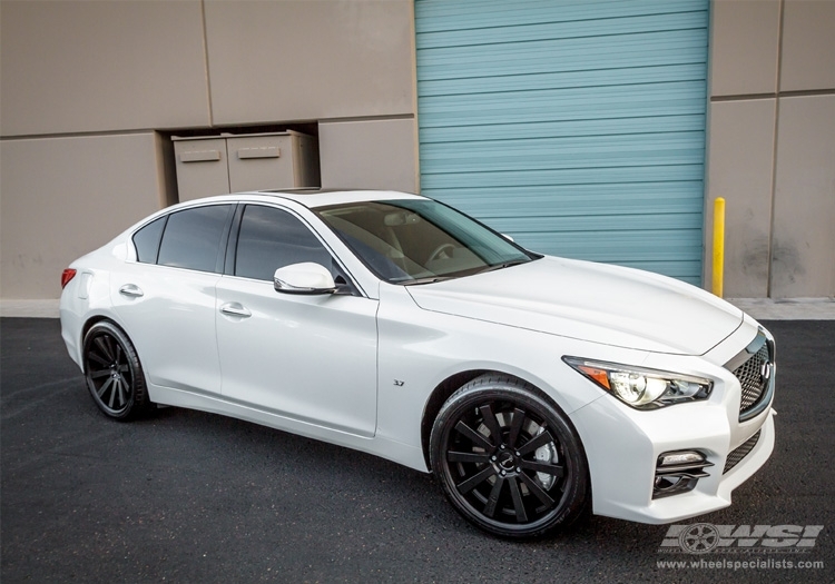 2014 Infiniti Q50 with 20" Gianelle Santo-2SS in Matte Black (Black lip) wheels