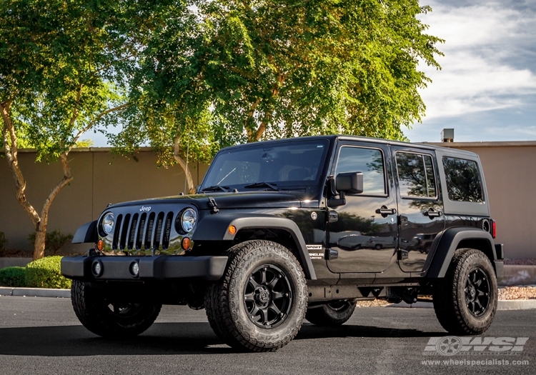 2012 Jeep Wrangler with 17" Black Rhino Glamis in Matte Black wheels