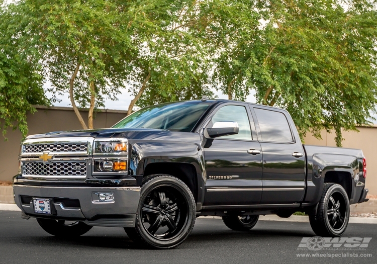 2014 Chevrolet Silverado 1500 with 22" MKW M103 in Black (Satin) wheels