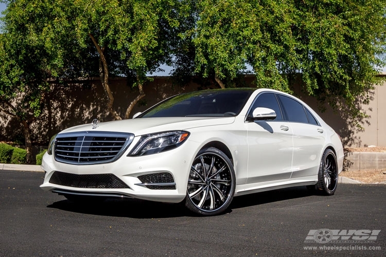 2014 Mercedes-Benz S-Class with 21'' Staggered " Savini Forged SV37S in Brushed (Chrome Lip) wheels