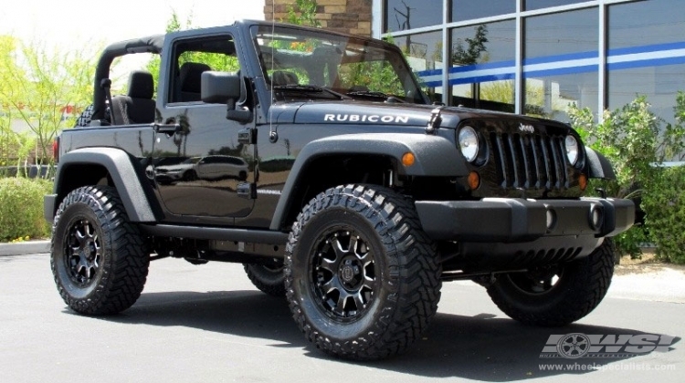 2013 Jeep Wrangler with 17" Black Rhino Sierra in Gloss Black (Milled Accents) wheels