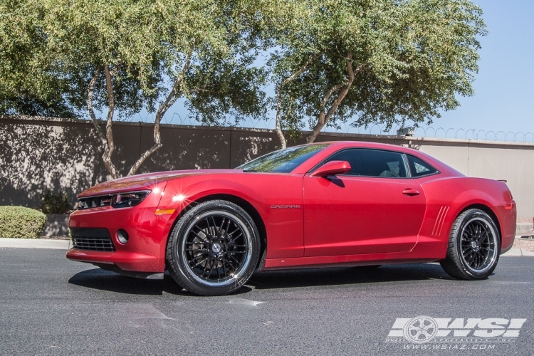 2014 Chevrolet Camaro with 20" Beyern Mesh in Gloss Black (Mirror Cut Lip) wheels