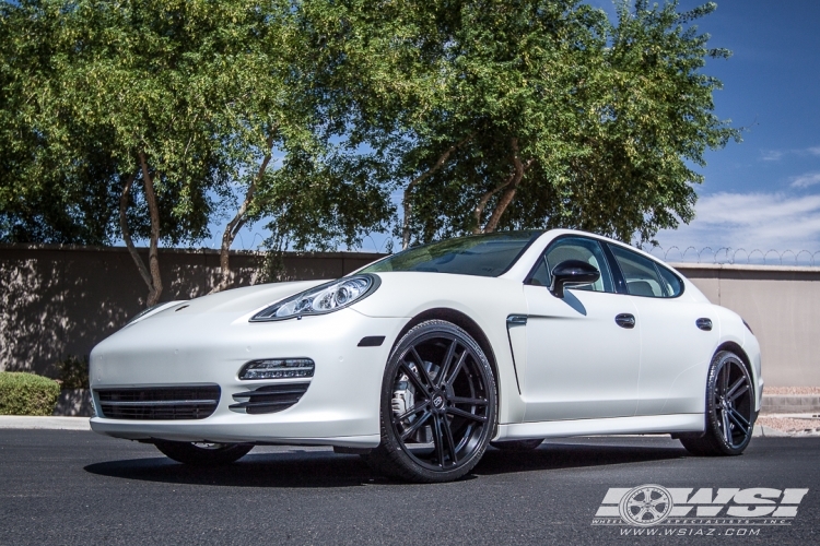 2012 Porsche Panamera with 22" Koko Kuture Massa-5 in Satin Black wheels