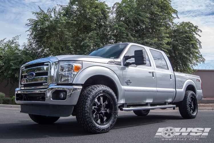 2014 Ford F-250 with 20" Hostile Off Road H101 Knuckles-8 in Gloss Black Milled (Blade Cut) wheels