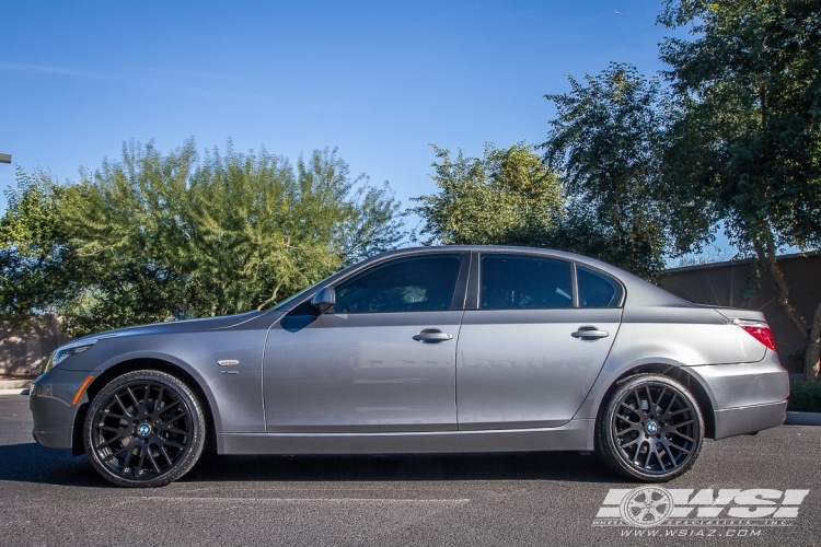 2009 BMW 5-Series with 19" Beyern Spartan (RF) in Matte Black (Rotary Forged) wheels