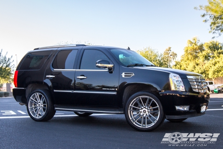 2007 Cadillac Escalade with 24" Koko Kuture Massa-7 in Silver (Black Anodized face) wheels