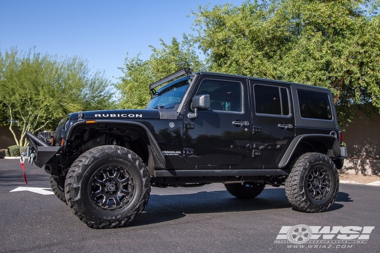 2014 Jeep Wrangler with 17" Black Rhino Sierra in Gloss Black (Milled Accents) wheels