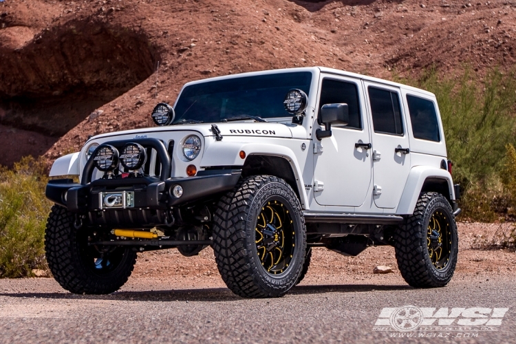 2012 Jeep Wrangler with 20" RBP - Rolling Big Power 67R AK-8 in Gloss Black (CNC Accents) wheels