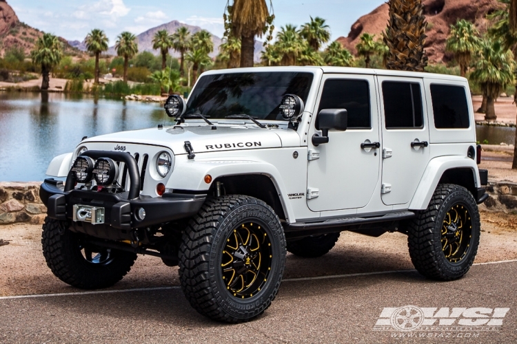 2012 Jeep Wrangler with 20" RBP - Rolling Big Power 67R AK-8 in Gloss Black (CNC Accents) wheels