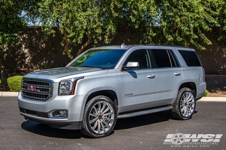 2015 GMC Yukon with 24" Gianelle Cuba-12 in Silver (Black Anodized face) wheels