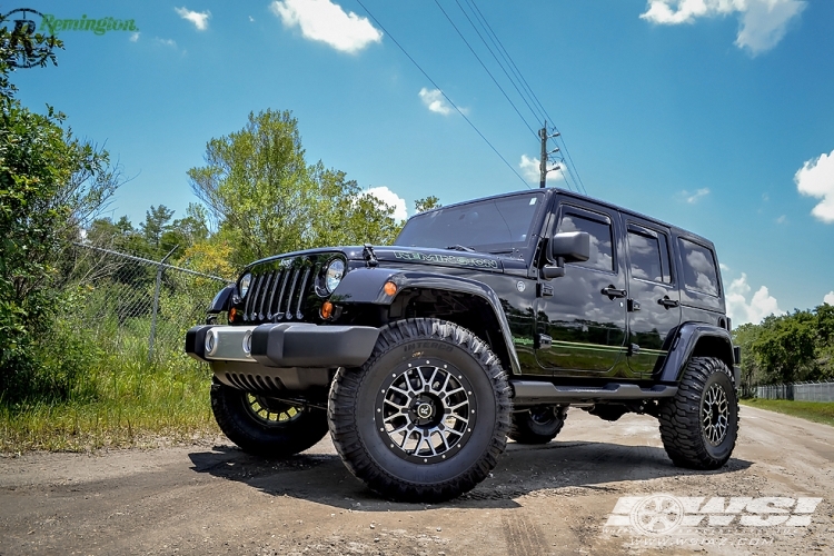 2013 Jeep Wrangler with 18" Remington Off Road RTC in Satin Black (Machined Face) wheels