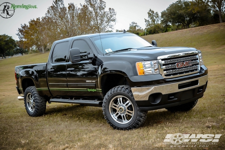  GMC Sierra 2500 with 20" Remington Off Road Trophy in Gloss Black (Machined Face) wheels