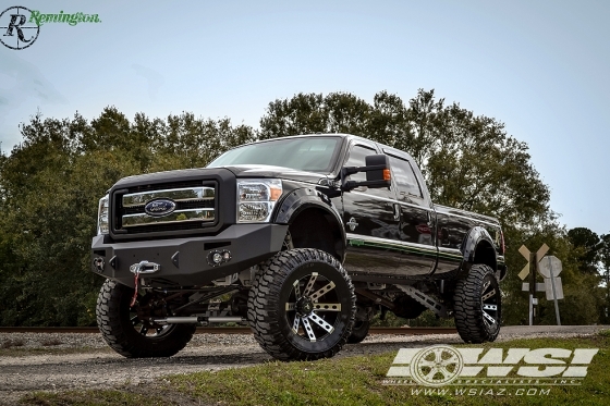 2015 Ford F-350 with 22" Remington Off Road Buckshot in Satin Black (Machined Face) wheels